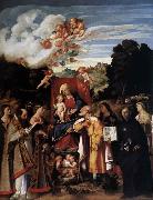 Giovanni Cariani Virgin Enthroned with Angels and Saints France oil painting artist